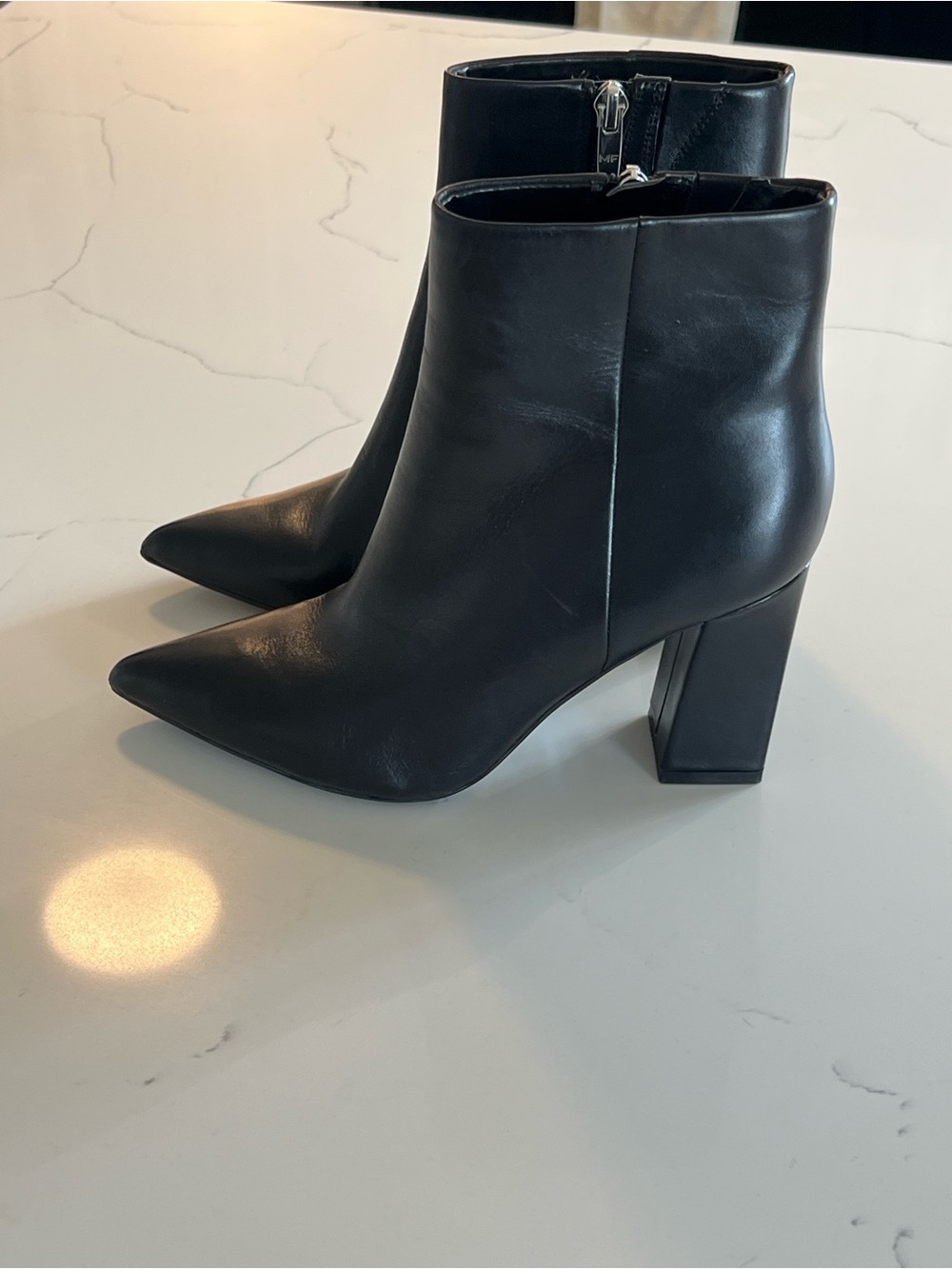 Marc Fisher Black Pointed Toe Block Heel Ankle Booties